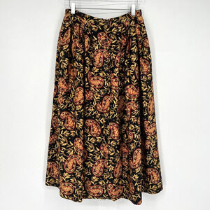 Vtg Brownstone Studio Skirt‎ Womens 12 Floral Union Made Pleated Paisley Western